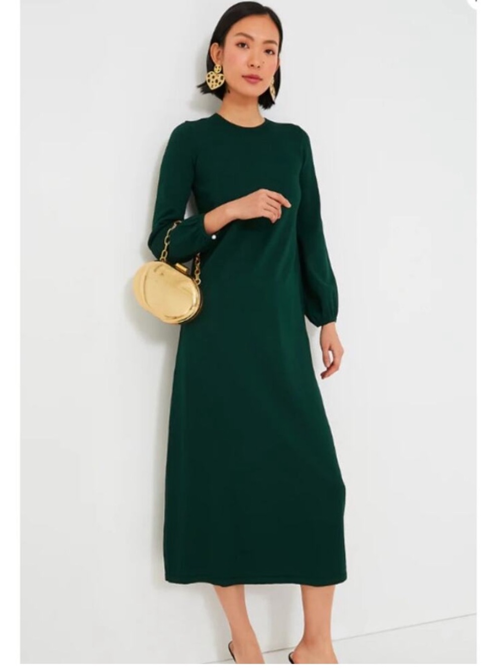 Tuckernuck Pomander Place Double Knit Lennox Dress Hunter Green L Large